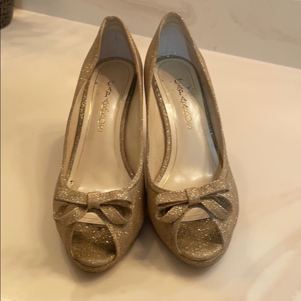 Caparros Gold Peep Toe Shoe